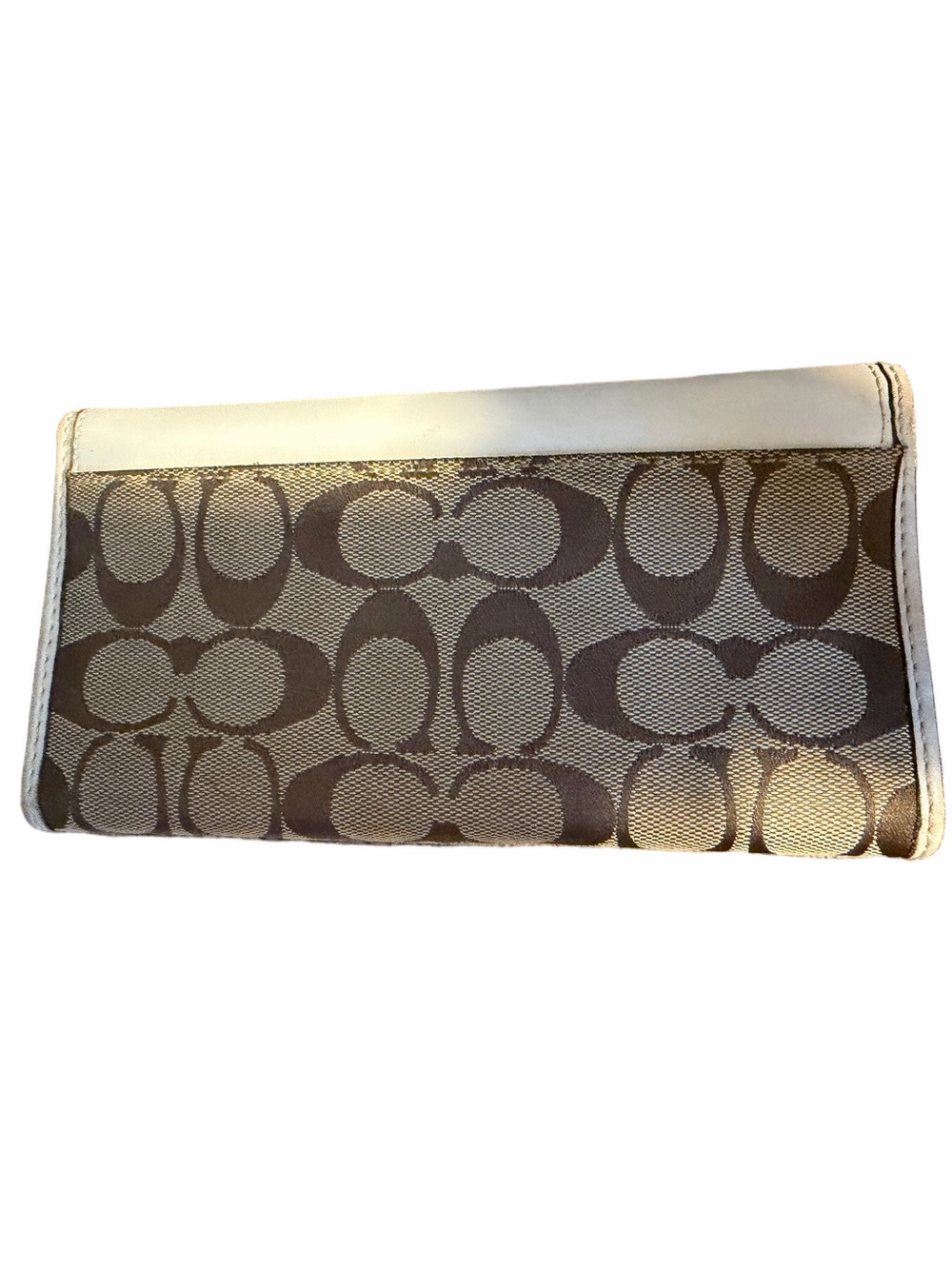 Coach Bleecker Tattersall Signature Canvas Buckle Wallet Blue White EUC - Picture 5 of 15